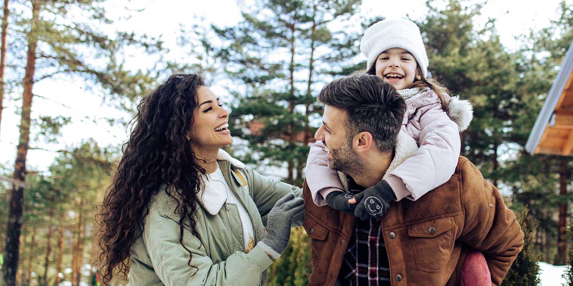 Family enjoying some time outdoors in winter