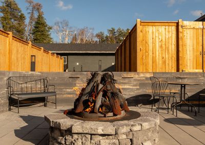 View of the lodge from the private fire pit area.