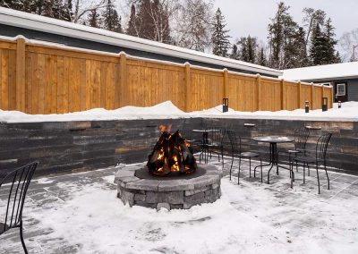 Fire pit in winter at The Hotel at Falcon Lake